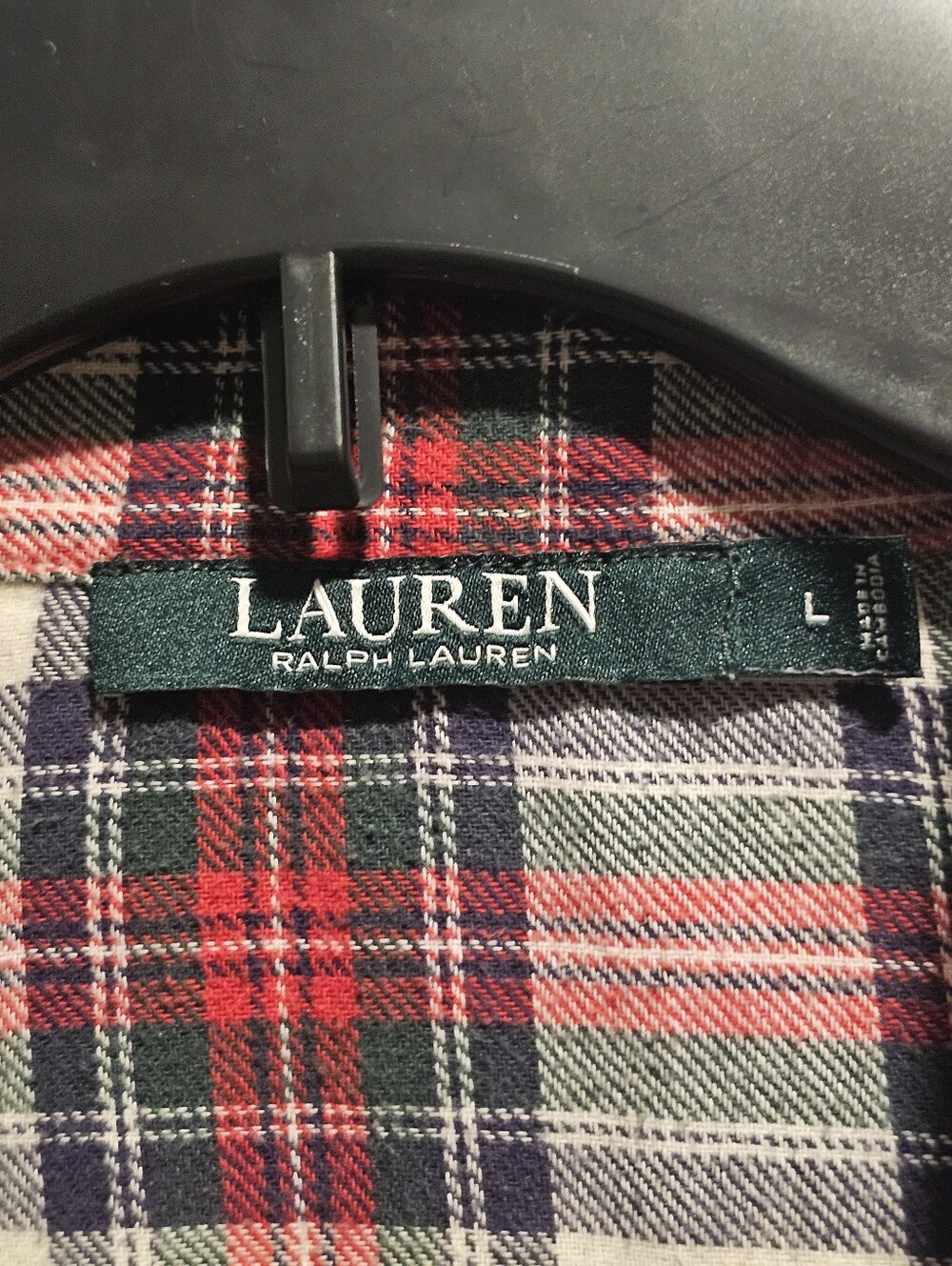 Lauren Ralph Lauren Plaid Pajamas Set Size Large Flannel Red White Black Tartan - Picture 4 of 12